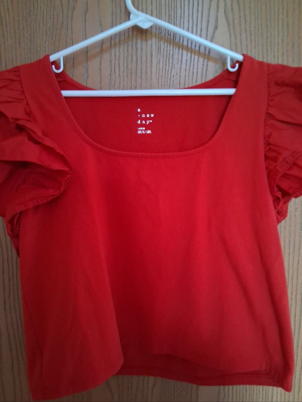 a new day Red Ruffle Short Sleeve Scoop Neck Top